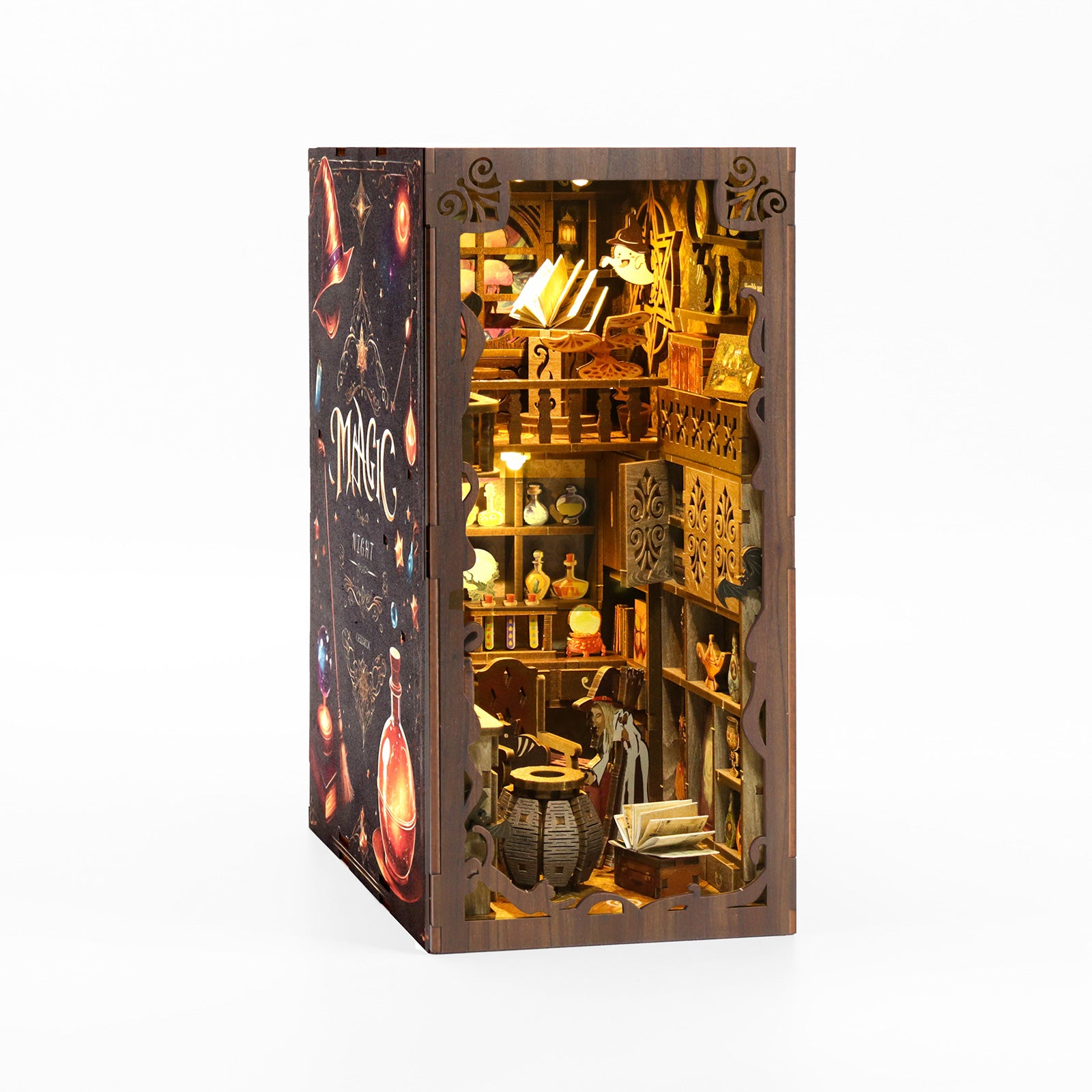 Midnight Magic Book Nook Kit illuminated miniature apothecary by Sonoria Box