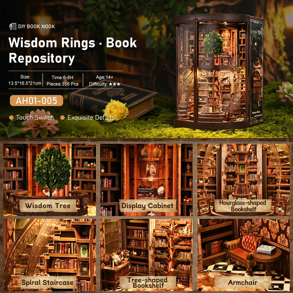 The Library of Wisdom Rings Book Nook Kit